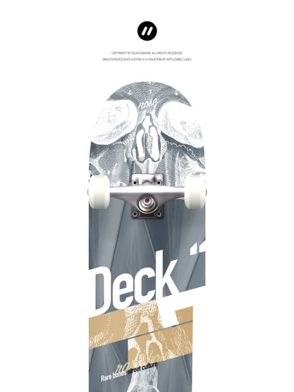 Skateboard: 7" TRIQUEE 25 / Rare bones street culture