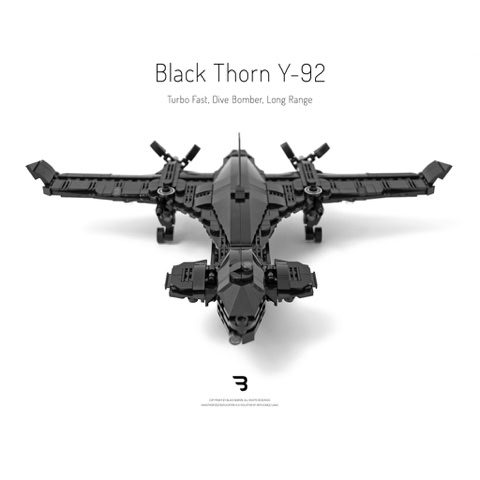 Legomoc: BLACK THORN Y-92 / Dive bomber military drone aircraft