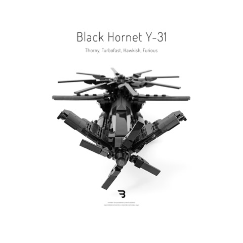 Legomoc: BLACK HORNET Y-31 / Combat helicopter military aircraft