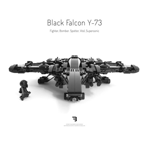 Legomoc: BLACK FALCON Y-73 / Military fighter jet aircraft