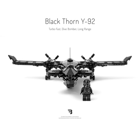Legomoc: BLACK THORN Y-92 / Dive bomber military drone aircraft