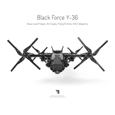 Legomoc: BLACK FORCE Y-36 / Air supply military tiltrotor aircraft