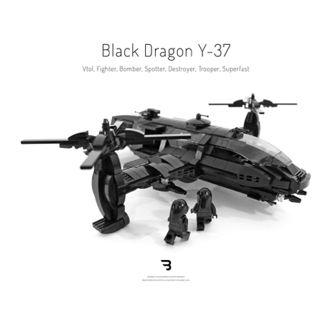 Legomoc: BLACK DRAGON Y-37 / Military tiltrotor combat aircraft