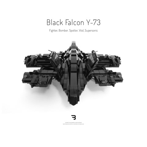 Legomoc: BLACK FALCON Y-73 / Military fighter jet aircraft