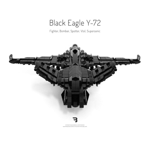 Legomoc: BLACK EAGLE Y-72 / Fighter jet military combat aircraft