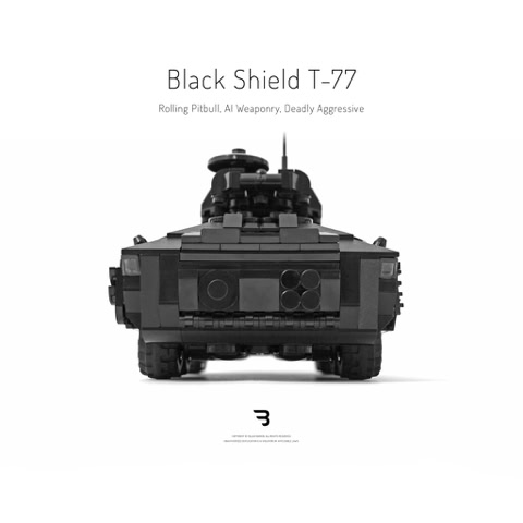 Legomoc: BLACK SHIELD T-77 / Armed military battle tank rollpanzer