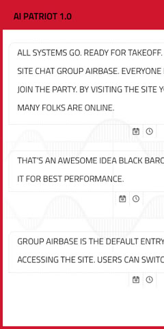 Website Chat: AI PATRIOT 1.0 / Introduction screen of sitechat