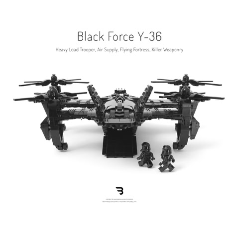 Legomoc: BLACK FORCE Y-36 / Air supply military tiltrotor aircraft
