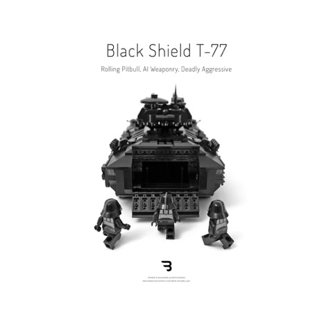 Legomoc: BLACK SHIELD T-77 / Armed military battle tank rollpanzer