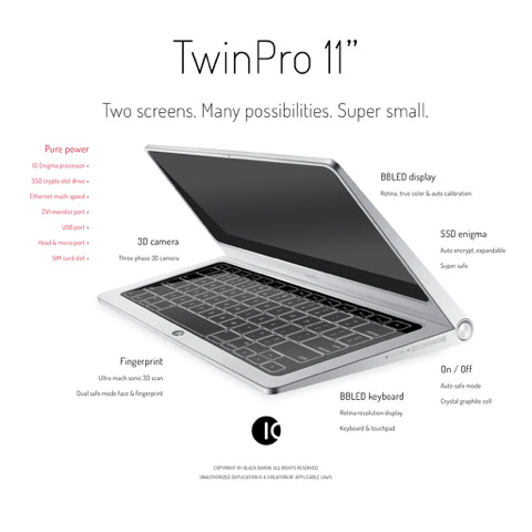 Laptop: IO TwinPro 11" / Portable dual touchscreen computer