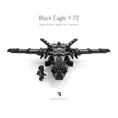 Legomoc: BLACK EAGLE Y-72 / Fighter jet military combat aircraft