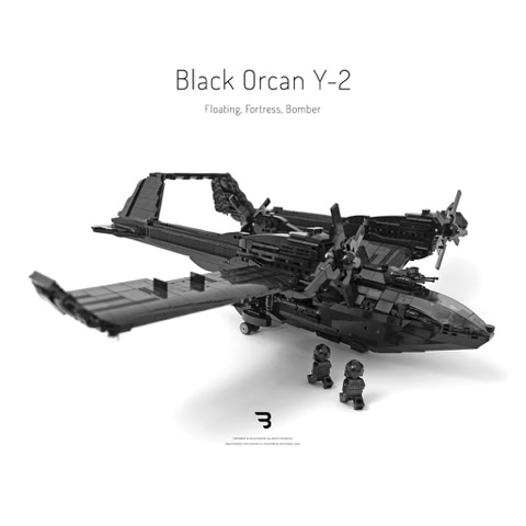 Legomoc: BLACK ORCAN Y-2 / Water bomber military aircraft