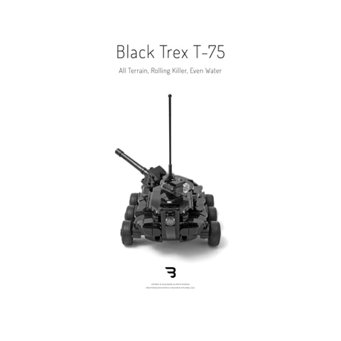 Legomoc: BLACK TREX T-75 / Armed military battle tank rollpanzer