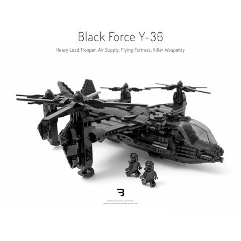 Legomoc: BLACK FORCE Y-36 / Air supply military tiltrotor aircraft