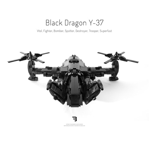 Legomoc: BLACK DRAGON Y-37 / Military tiltrotor combat aircraft