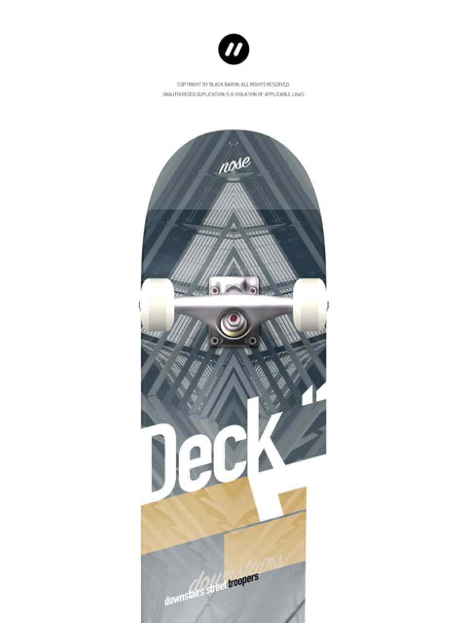 Skateboard: 7" TRIQUEE 35 / Downstairs street trooper